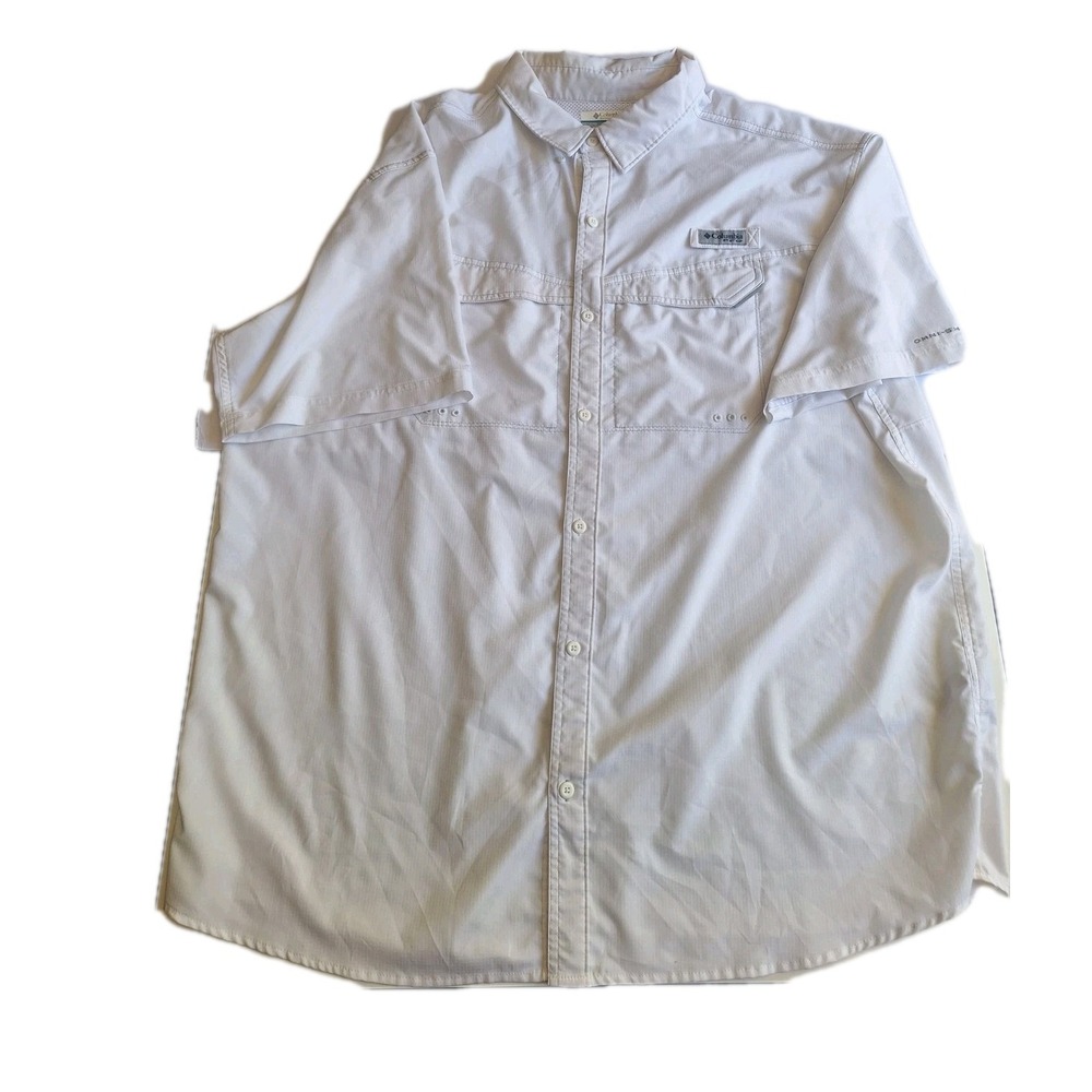Columbia PFG Shirt Men 2XL White Button Up Omni Shade Performance Polyester